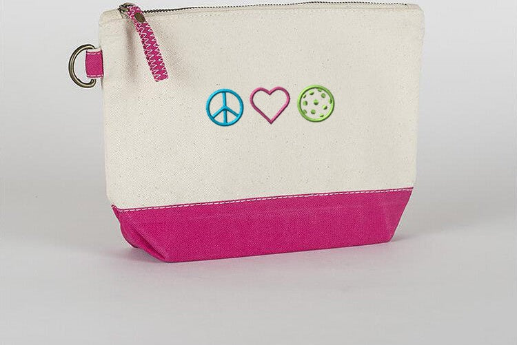 Peace Love Pickleball Canvas Accessories Bag (pink) - Pnk / Os
