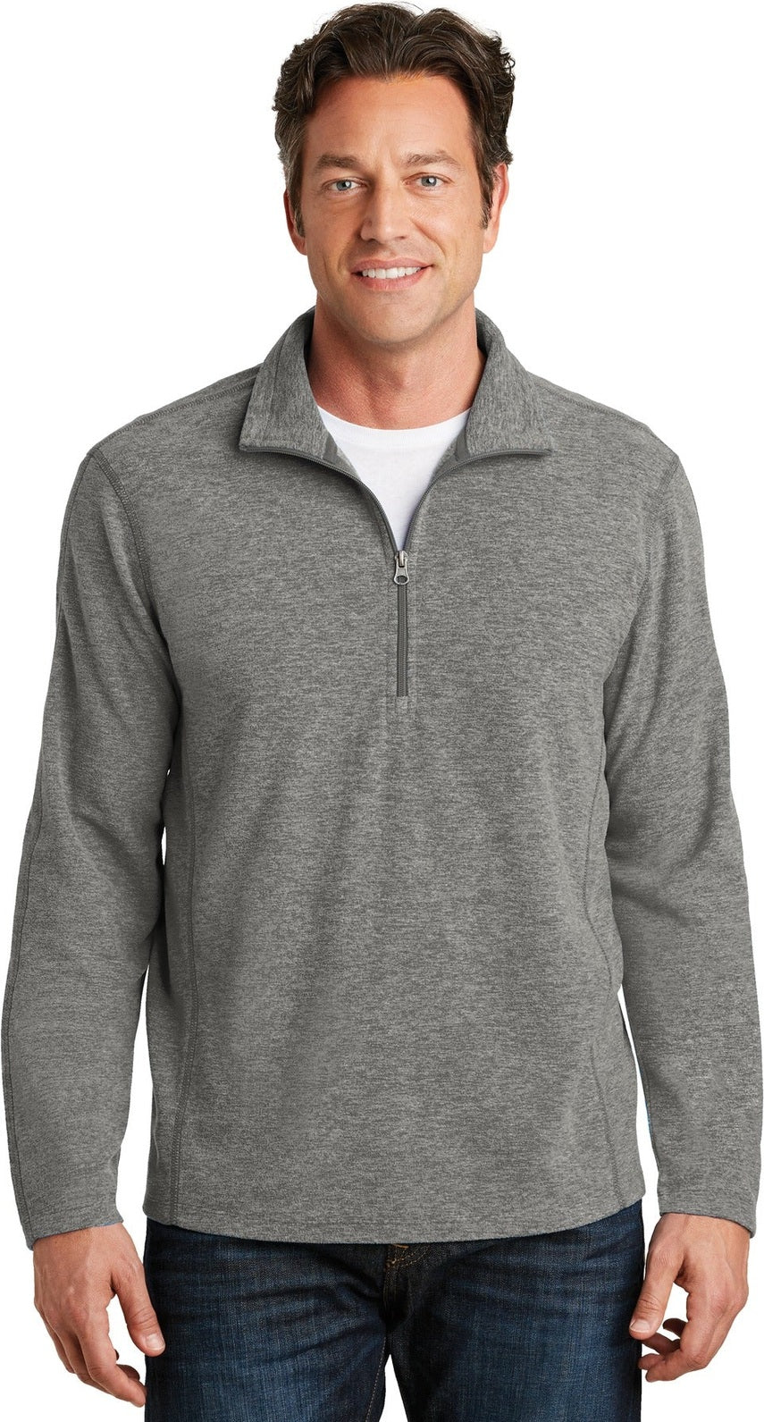 Pearl Grey Hea Port Authority Heather Microfleece 1/2-Zip Pullover. F234