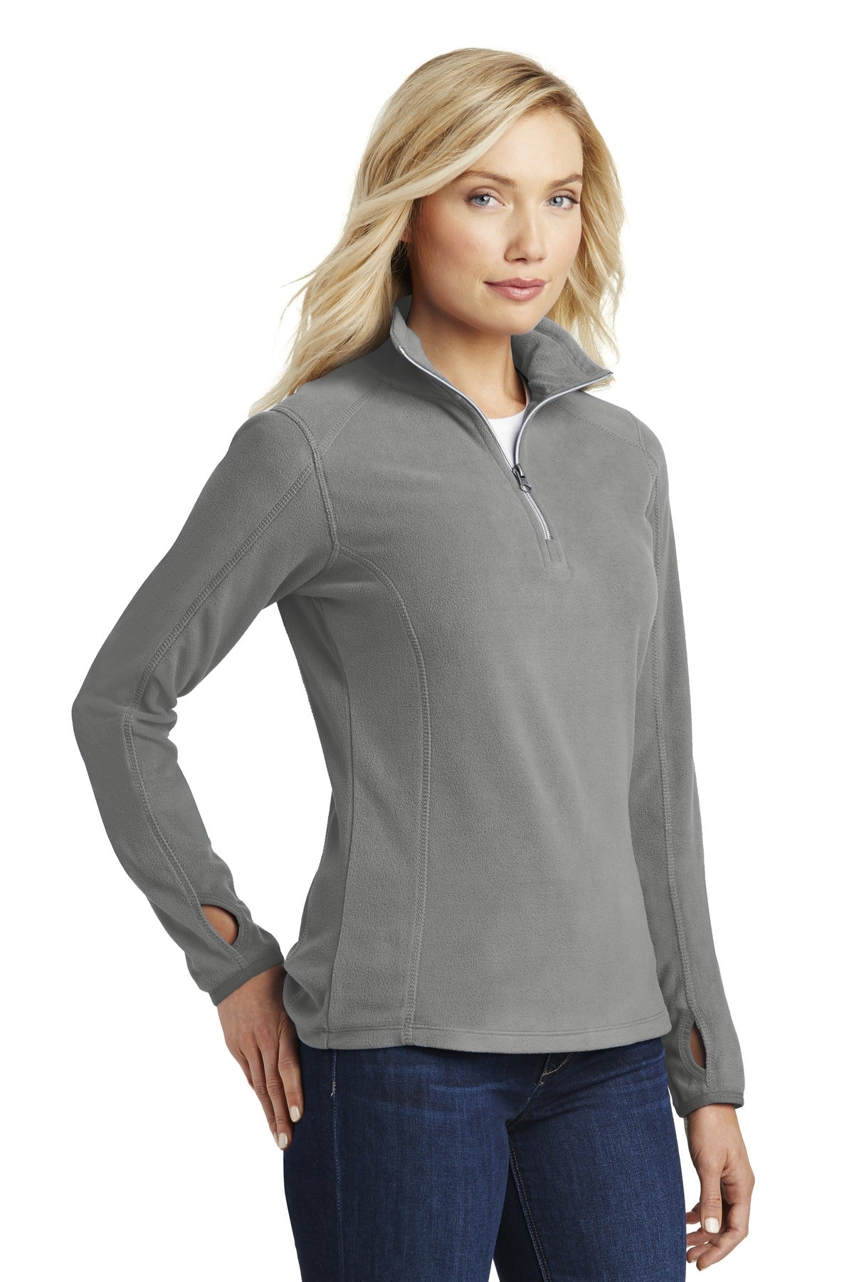 Pearl Grey Port Authority Women's Microfleece 1/2-Zip Pullover. L224