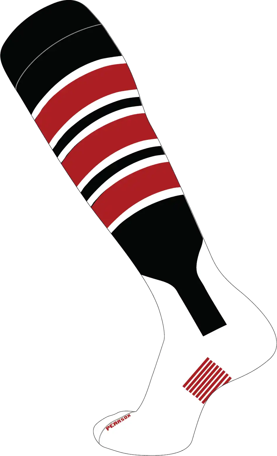 Pearsox Double Play Knee Hight Socks - Black Scarlet White