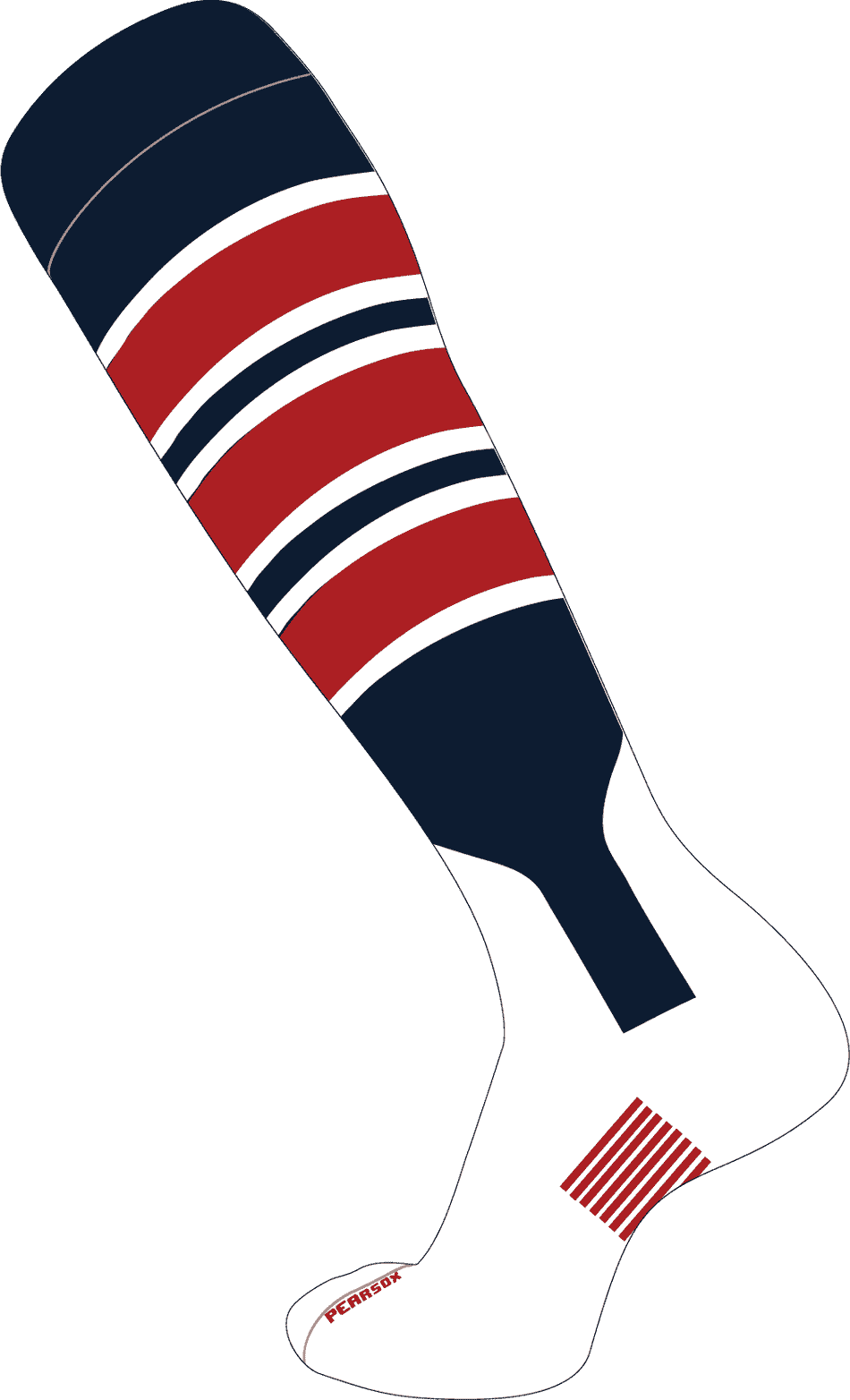 Pearsox Double Play Knee Hight Socks - Navy Scarlet White