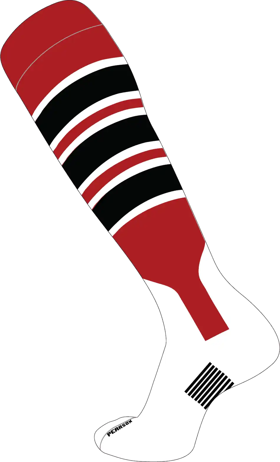 Pearsox Double Play Knee Hight Socks - Scarlet Black White