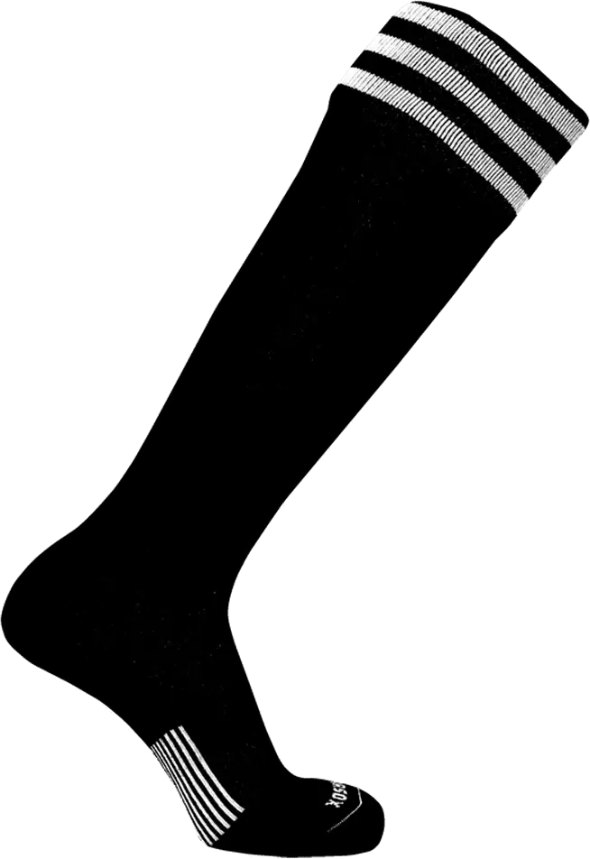 Pearsox Euro 3-stripe Knee High Socks - Black 3 White Stripes