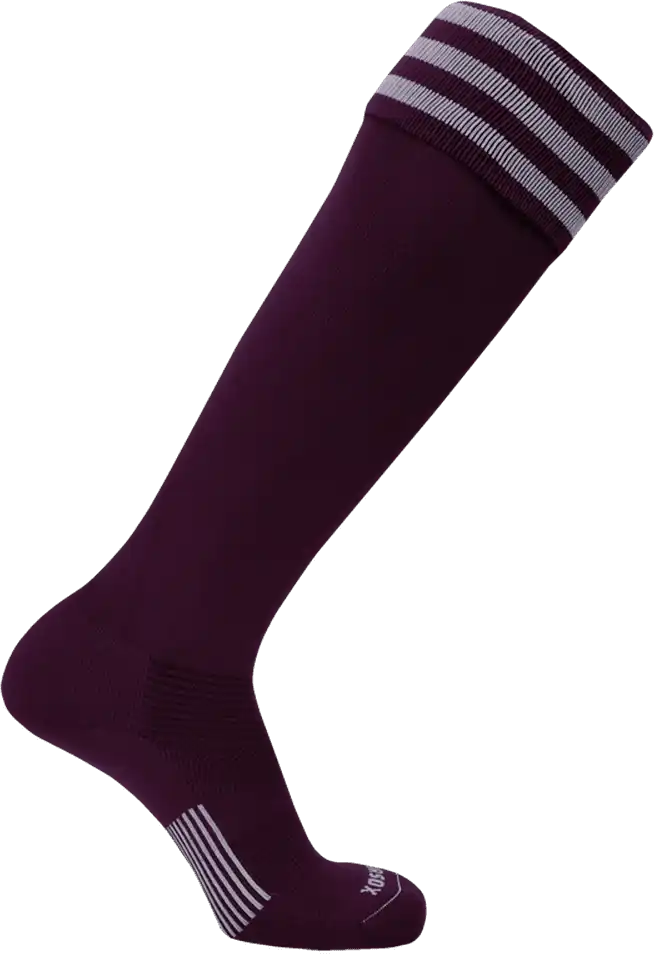 Pearsox Euro 3-stripe Knee High Socks - Maroon 3 White Stripes