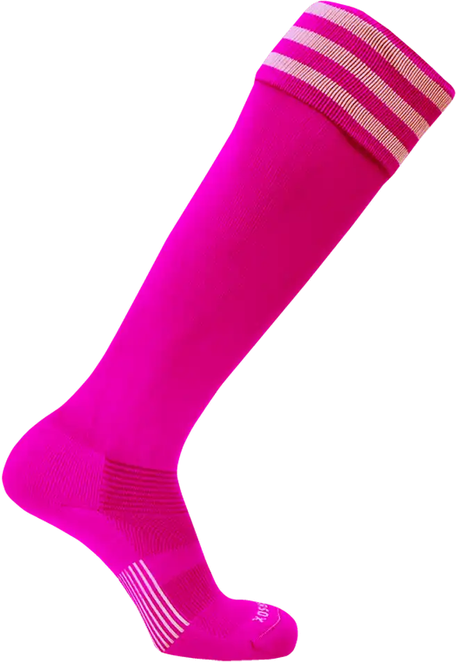 Pearsox Euro 3-stripe Knee High Socks - Neon Pink 3 White Stripes