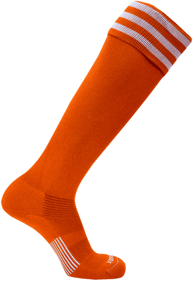 Pearsox Euro 3-stripe Knee High Socks - Orange 3 White Stripes