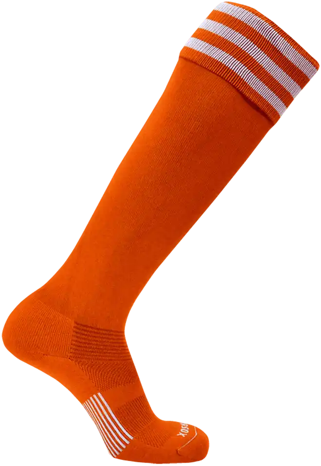 Pearsox Euro 3-stripe Knee High Socks - Orange 3 White Stripes