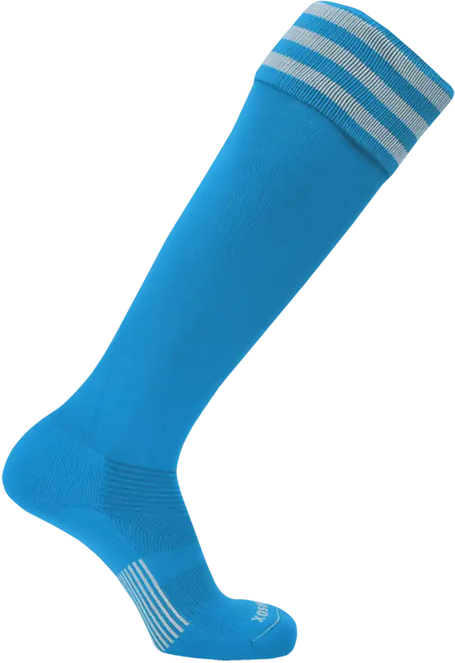Pearsox Euro 3-stripe Knee High Socks - Sky 3 White Stripes