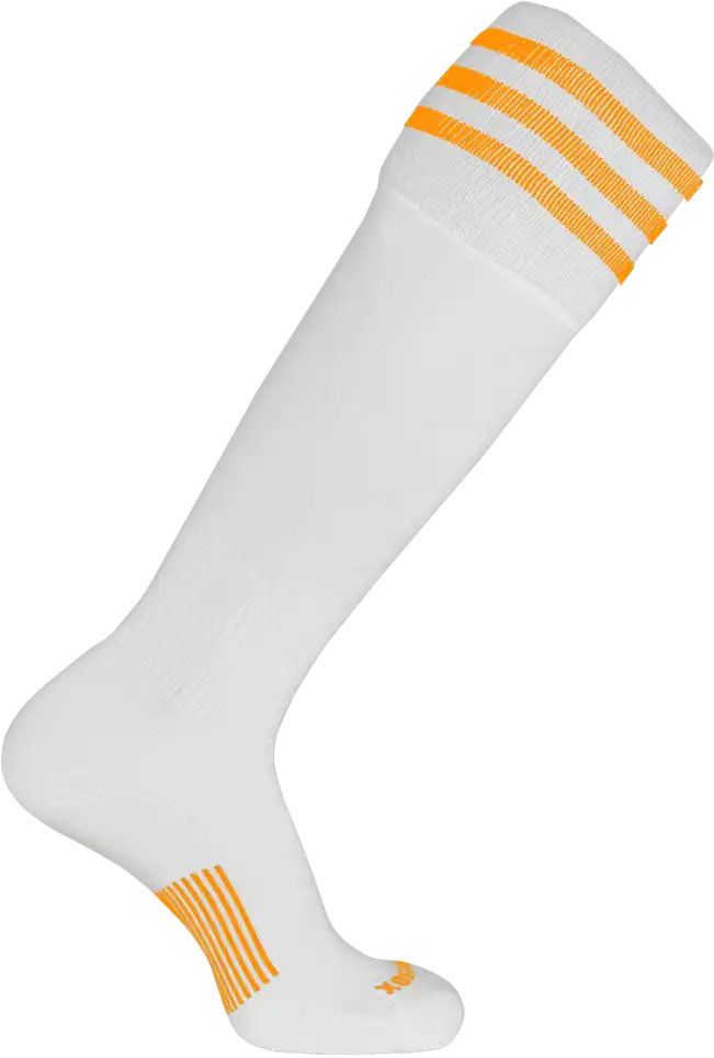 Pearsox Euro 3-stripe Knee High Socks - White 3 Gold Stripes