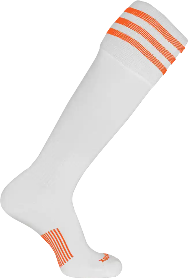Pearsox Euro 3-stripe Knee High Socks - White 3 Orange Stripes