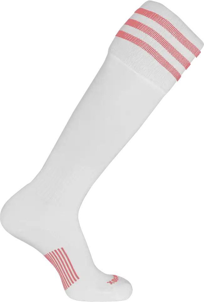 Pearsox Euro 3-stripe Knee High Socks - White 3 Pink Stripes
