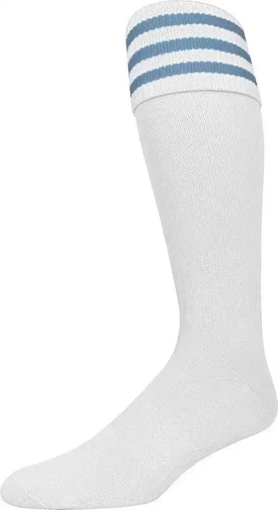 Pearsox Euro 3-stripe Knee High Socks - White 3 Sky Stripes