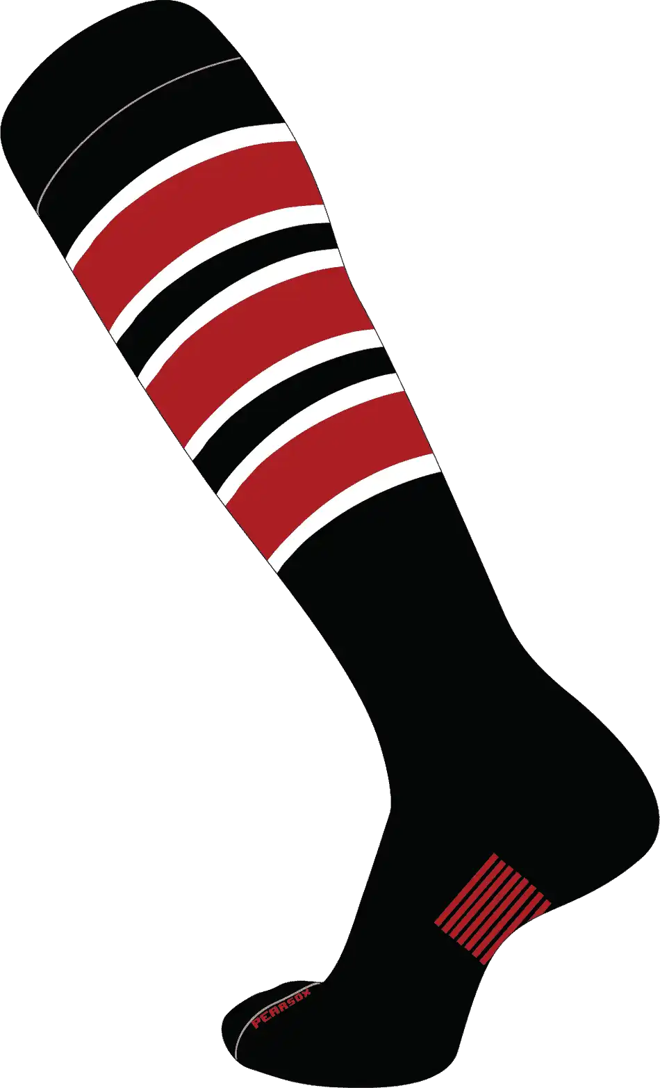 Pearsox Slugger Knee High Socks - Black Scarlet White
