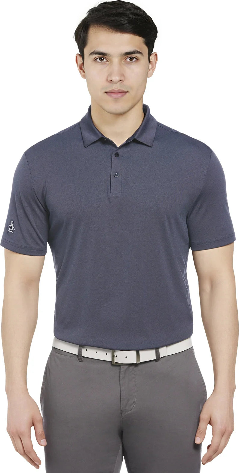 Penguin Golf Ogkba001 Men’s Short Sleeve Oxford Polo - Black Iris Blue Heather - Adult s