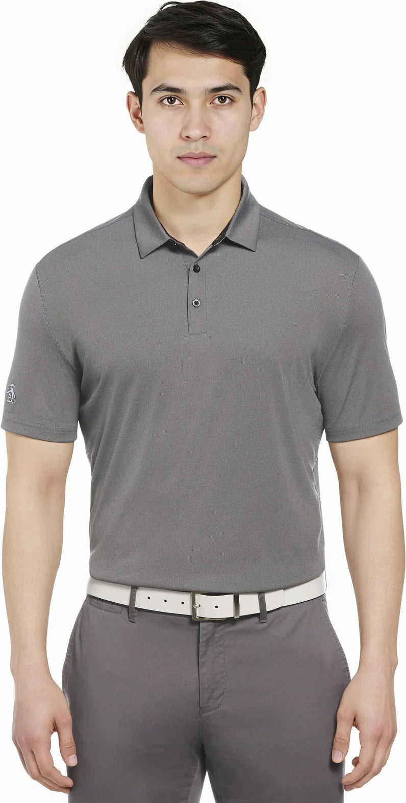 Penguin Golf Ogkba001 Men’s Short Sleeve Oxford Polo - Caviar Grey - Adult l