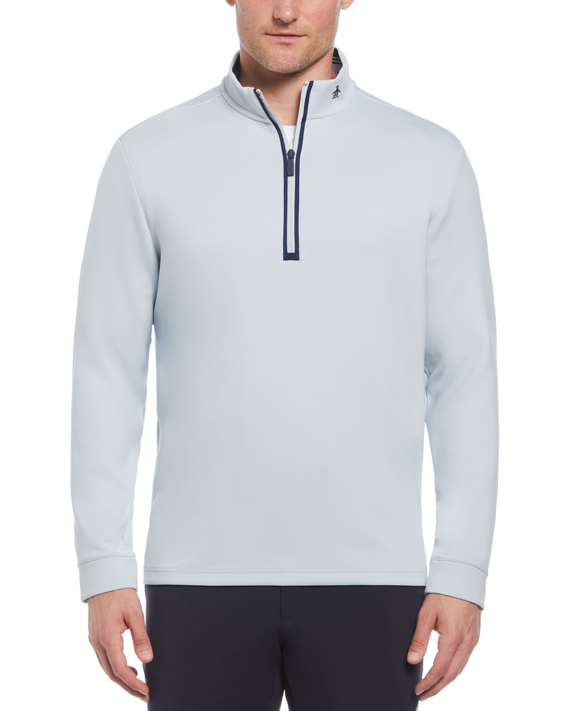 Penguin Golf Ogksa049 Clubhouse Long Sleeve Mock Pullover - Pearl Blue