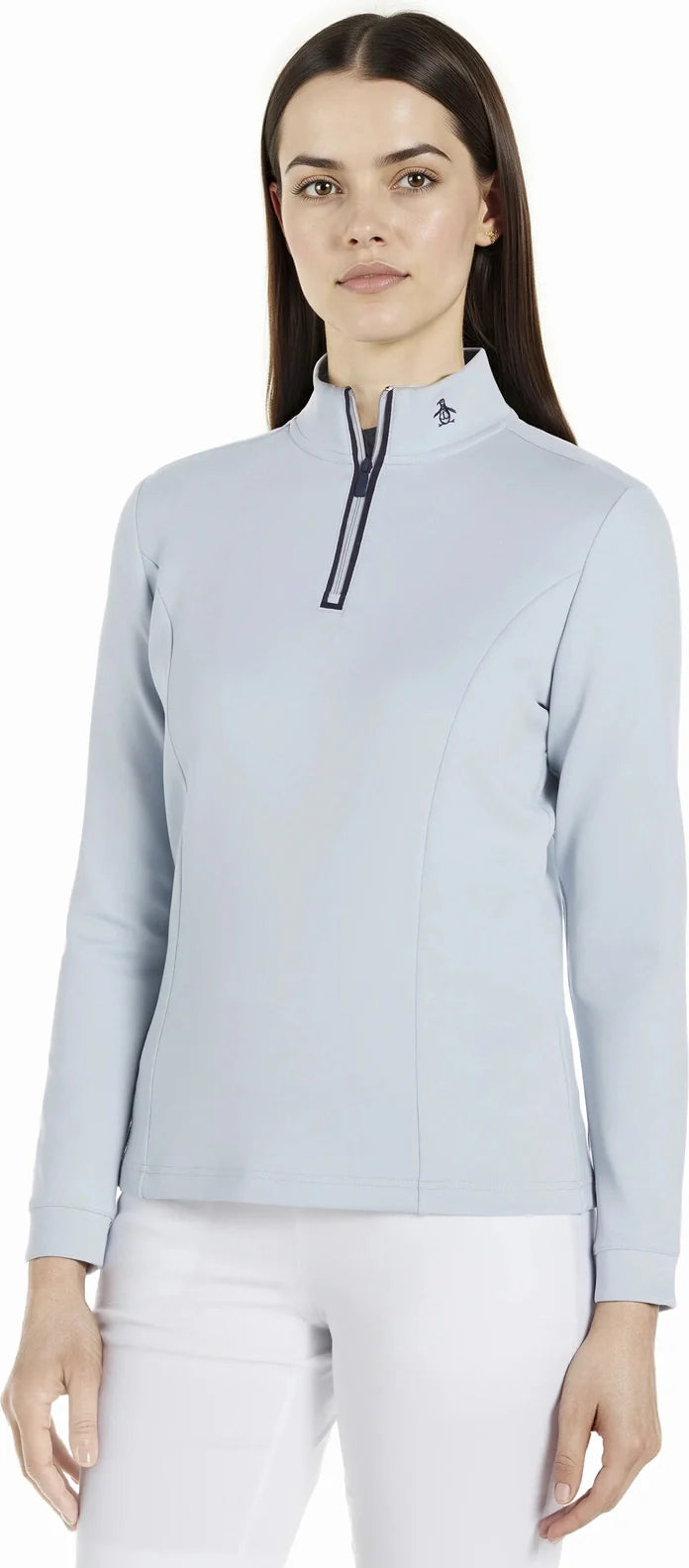 Penguin Golf Ogksb222 Women’s Long Sleeve Clubhouse Mock Pullover - Pearl Blue - Ladies s