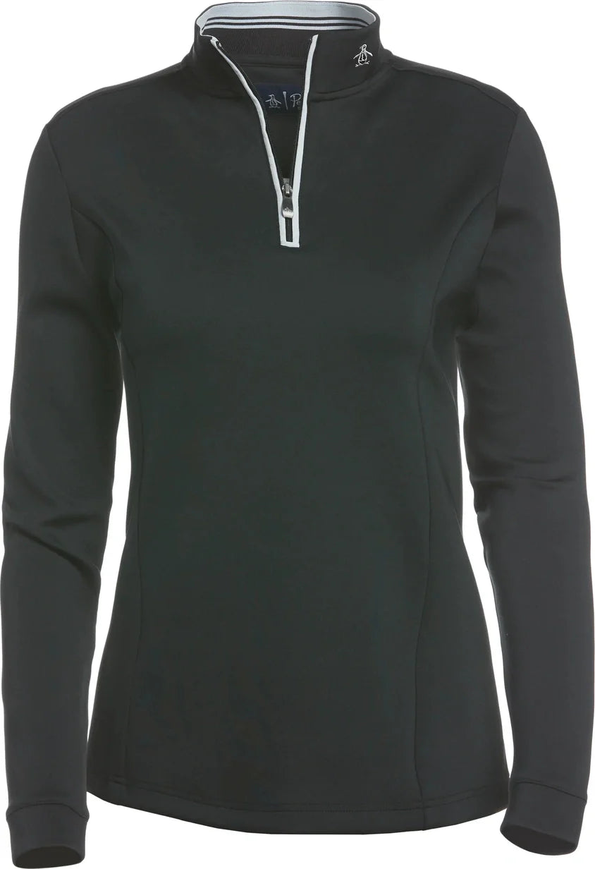 Penguin Golf Ogksb222 Women’s Long Sleeve Clubhouse Mock Pullover - Caviar