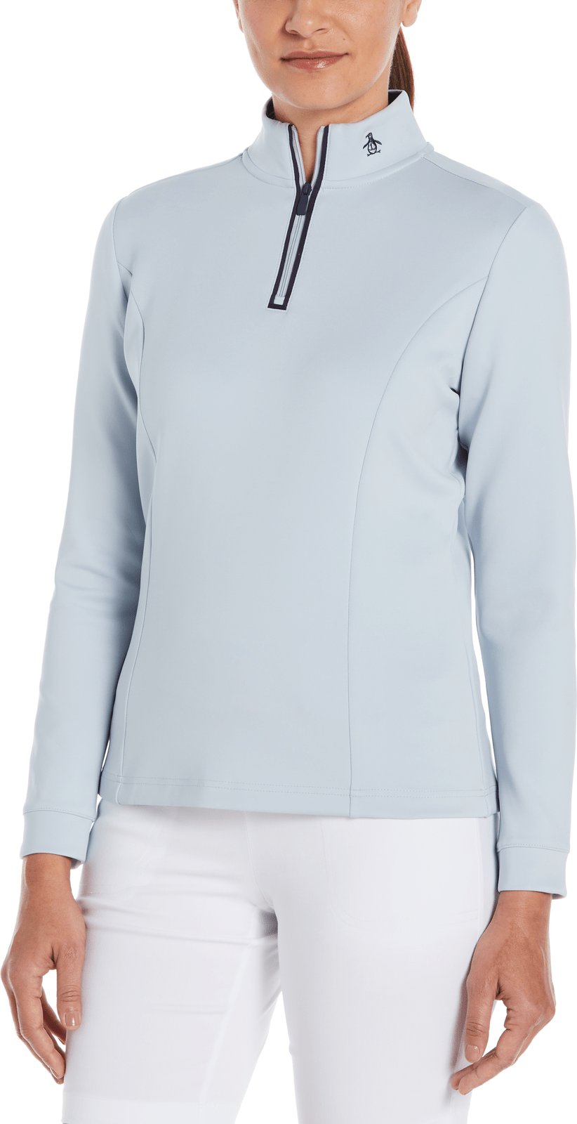 Penguin Golf Ogksb222 Women’s Long Sleeve Clubhouse Mock Pullover - Pearl Blue