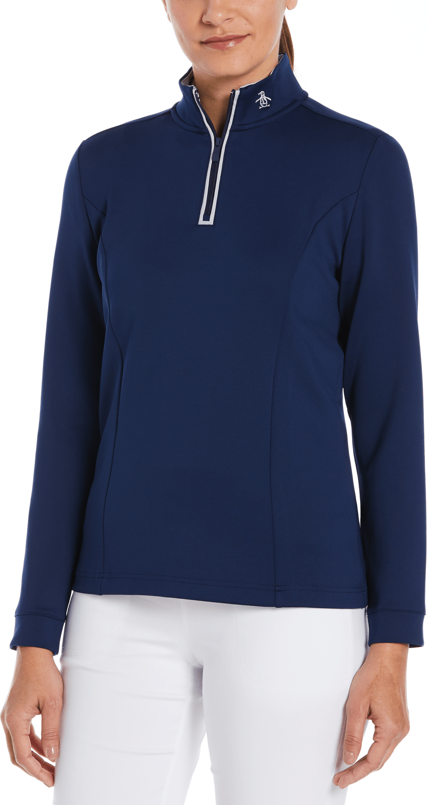 Penguin Golf Ogksb222 Women’s Long Sleeve Clubhouse Mock Pullover - Black Iris