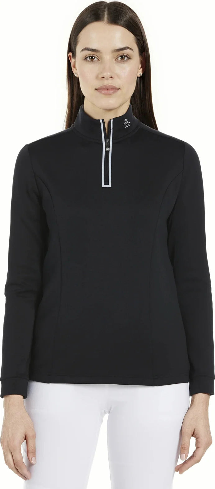 Penguin Golf Ogksb222 Women’s Long Sleeve Clubhouse Mock Pullover - Caviar - Ladies s