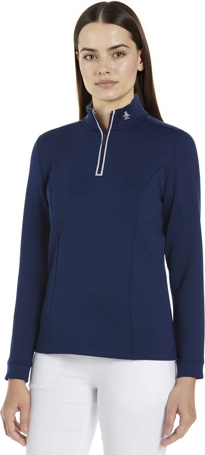 Penguin Golf Ogksb222 Women’s Long Sleeve Clubhouse Mock Pullover - Black Iris - Ladies s