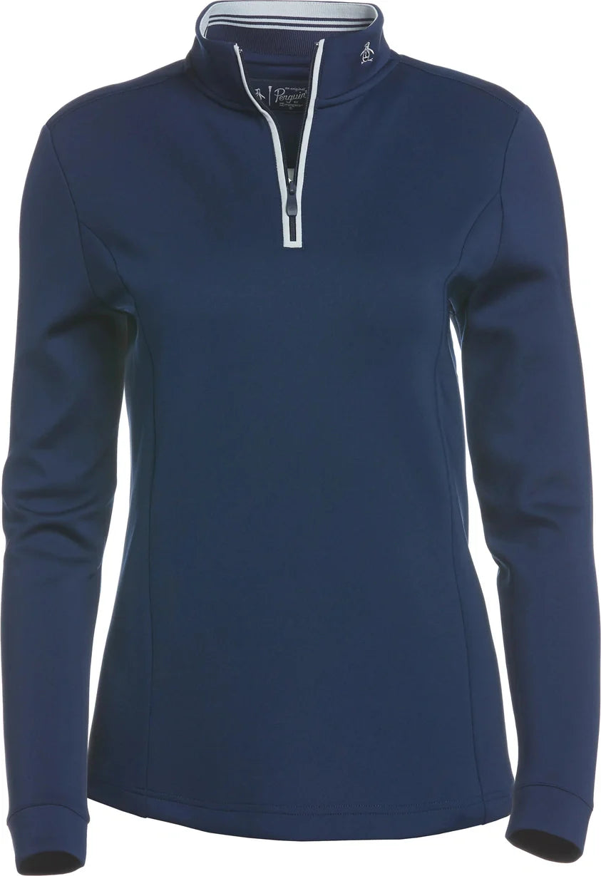 Penguin Golf Ogksb222 Women’s Long Sleeve Clubhouse Mock Pullover - Black Iris