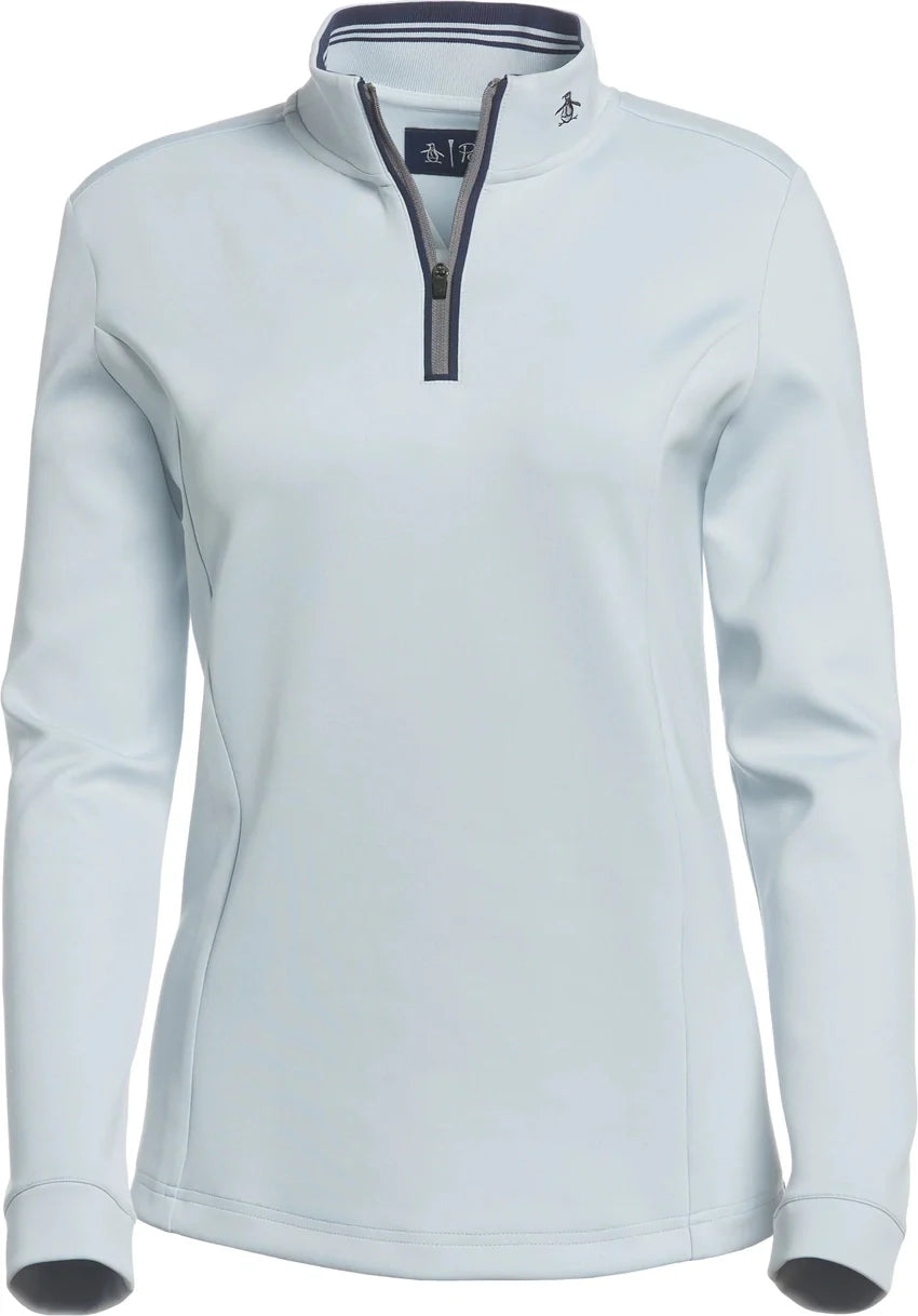 Penguin Golf Ogksb222 Women’s Long Sleeve Clubhouse Mock Pullover - Pearl Blue