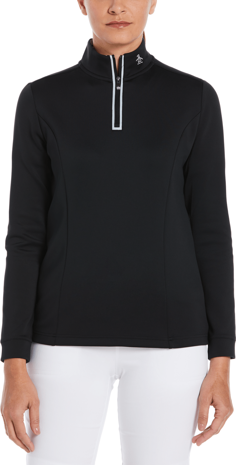 Penguin Golf Ogksb222 Women’s Long Sleeve Clubhouse Mock Pullover - Caviar