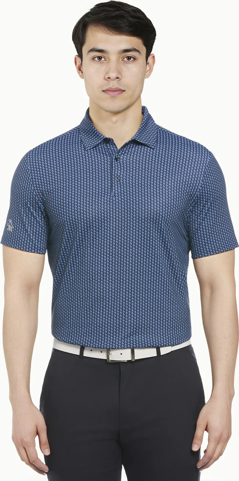 Penguin Golf Ogksc0f0 Allover Pete Print Polo Shirt - Black Iris - Adult Xs