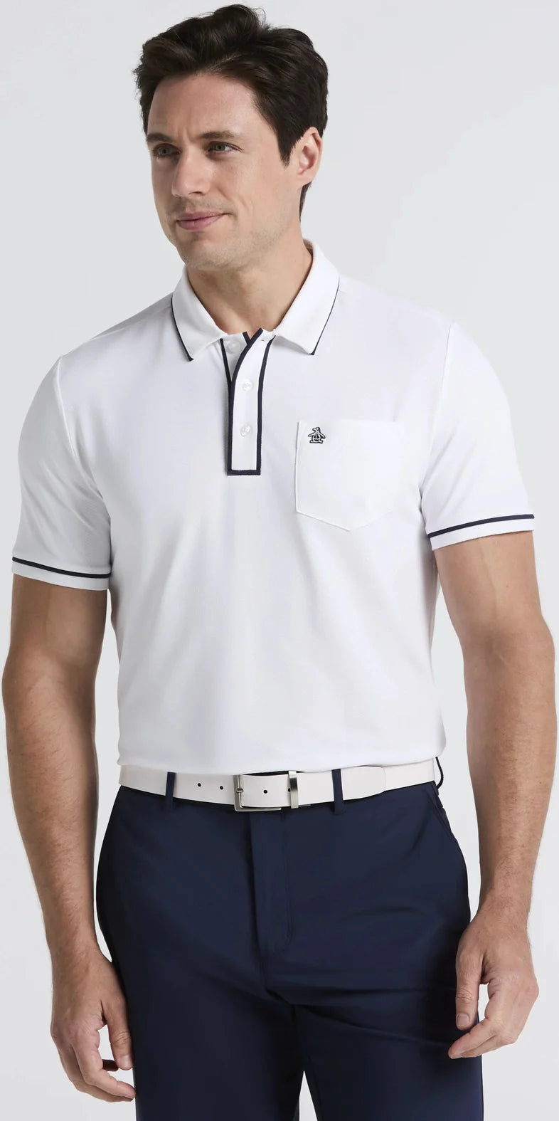 Penguin Golf Ogkse002 Technical Earl Short Sleeve Polo Shirt - Bright White