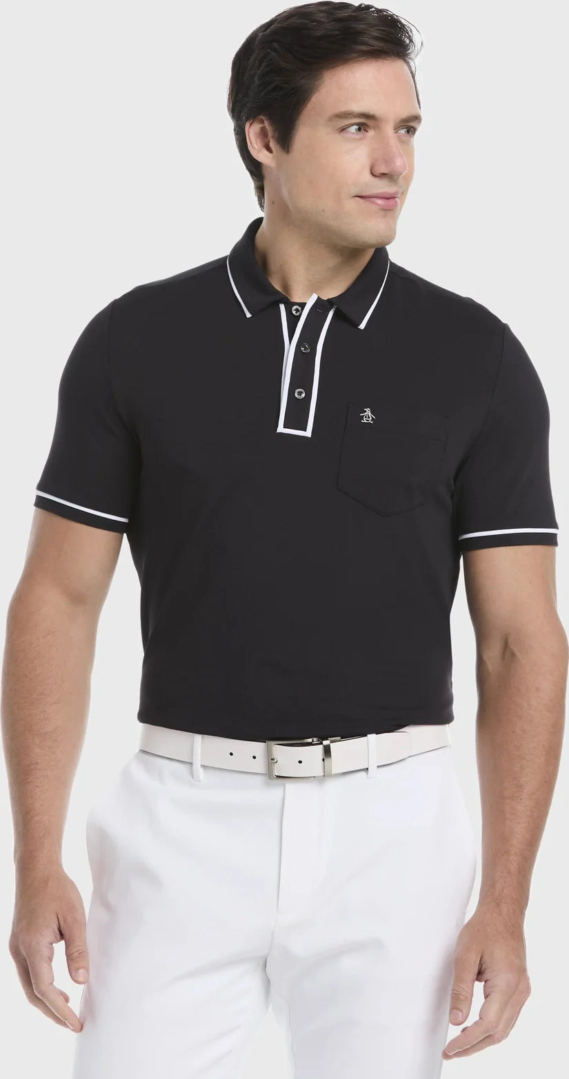 Penguin Golf Ogkse002 Technical Earl Short Sleeve Polo Shirt - Caviar