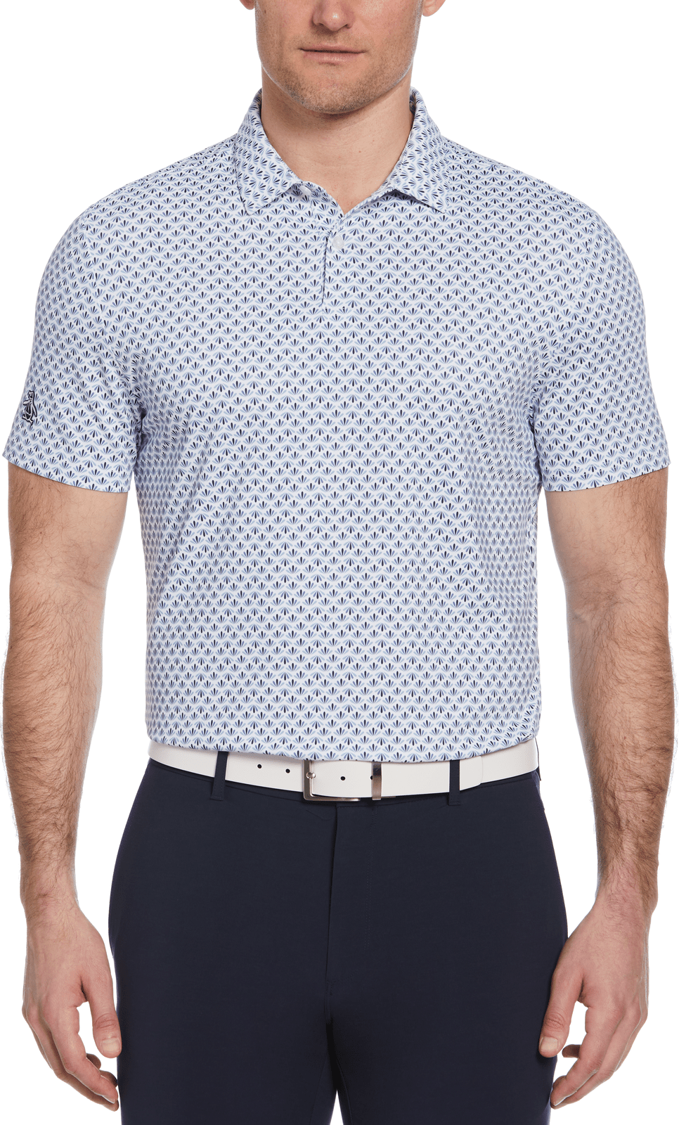 Penguin Golf Ogm105 Short Sleeve Retro Geo Print - Black Iris
