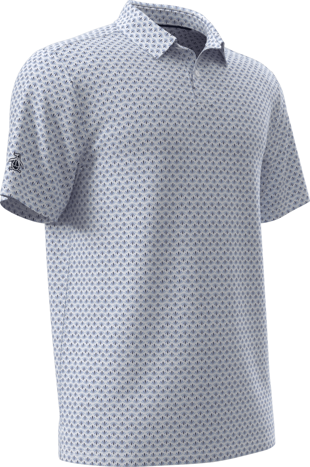 Penguin Golf Ogm105 Short Sleeve Retro Geo Print - Black Iris