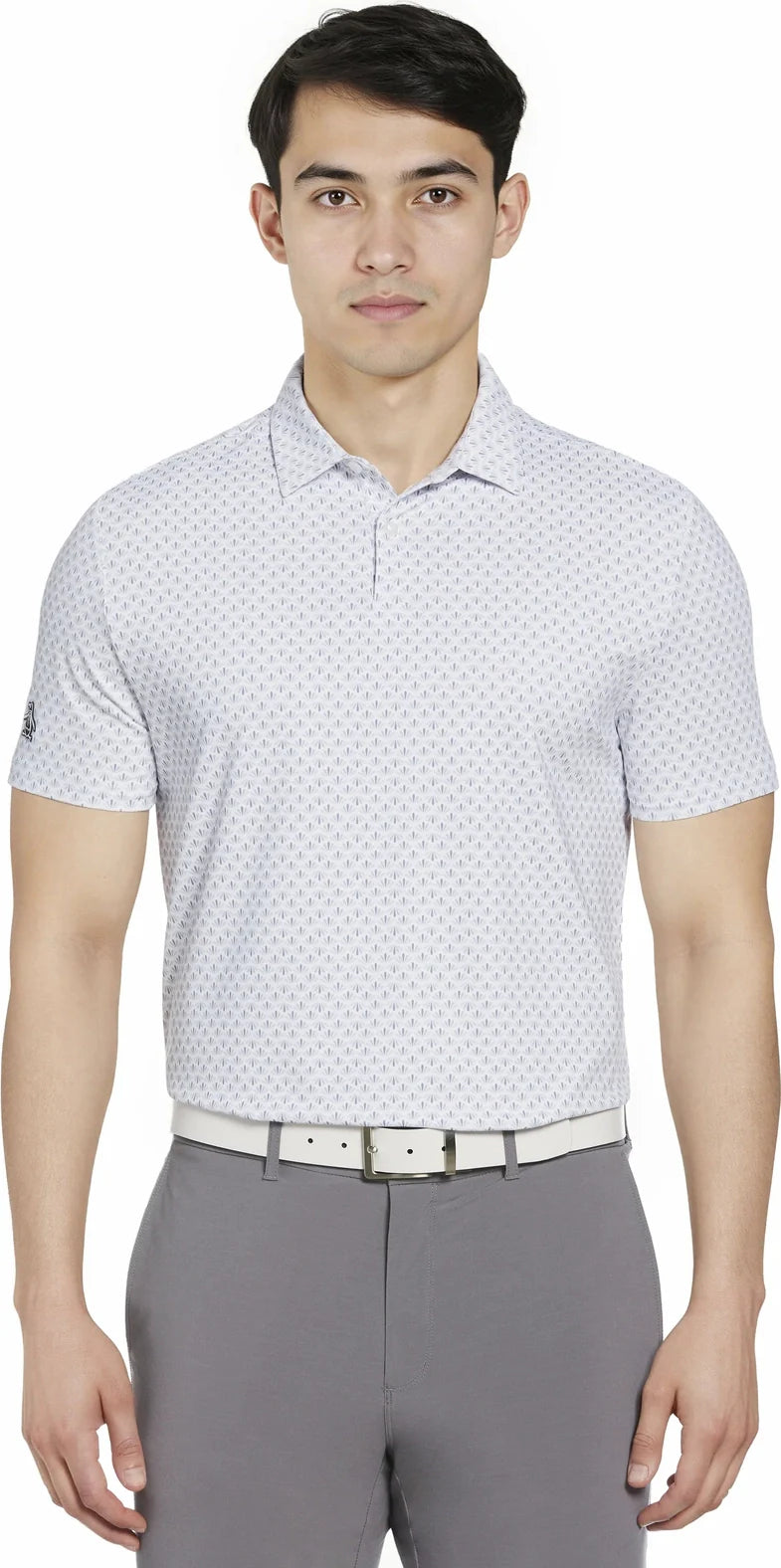 Penguin Golf Ogm105 Short Sleeve Retro Geo Print - Bright White - Adult s