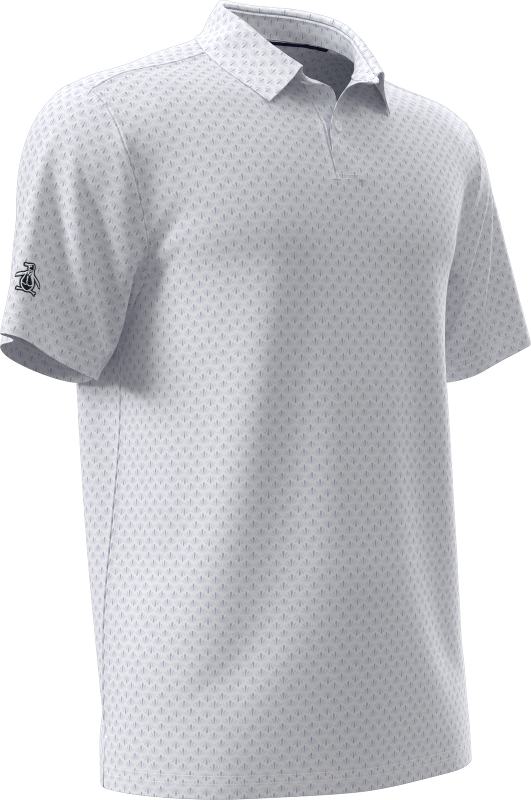 Penguin Golf Ogm105 Short Sleeve Retro Geo Print - Bright White