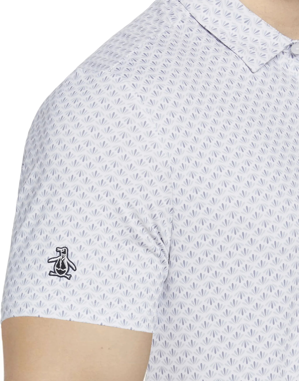 Penguin Golf Ogm105 Short Sleeve Retro Geo Print - Bright White