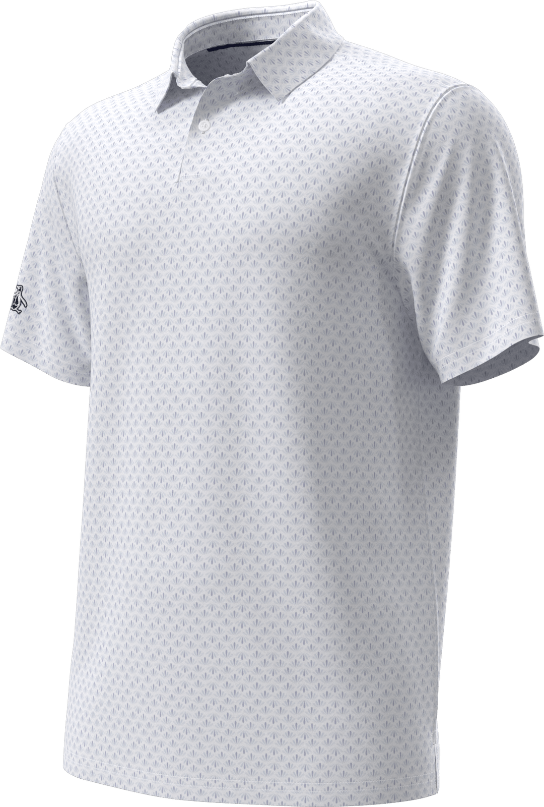 Penguin Golf Ogm105 Short Sleeve Retro Geo Print - Bright White