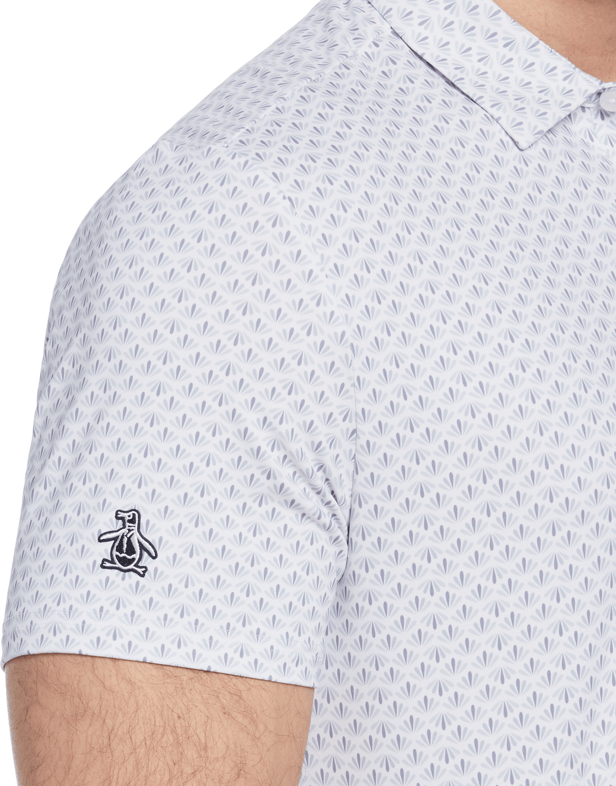 Penguin Golf Ogm105 Short Sleeve Retro Geo Print - Bright White