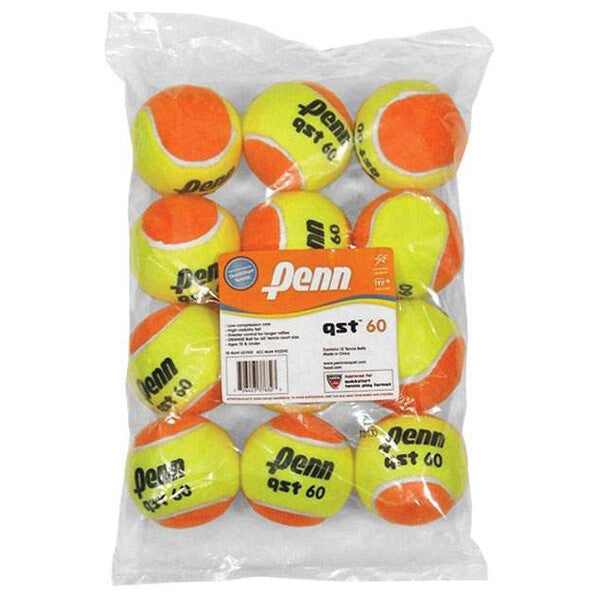 Penn QST 60 Low Compression Tennis Balls 12x - Yellow Orange - HIT a Double
