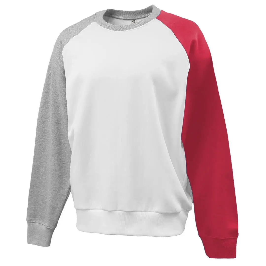 Pennant 8570 Colorblock Fleece Crew - White Gray Red
