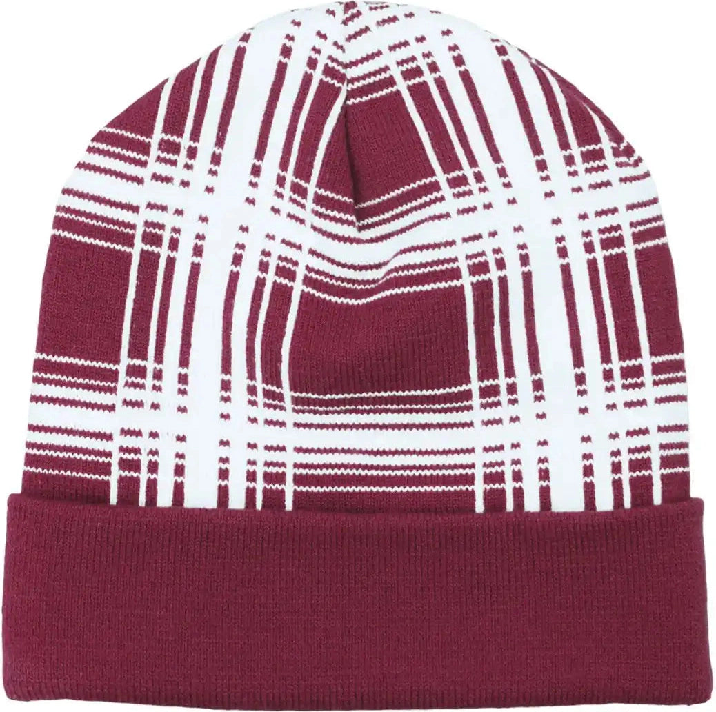 Pennant Hw24 Mega Plaid Beanie Maroon Red / Osfm