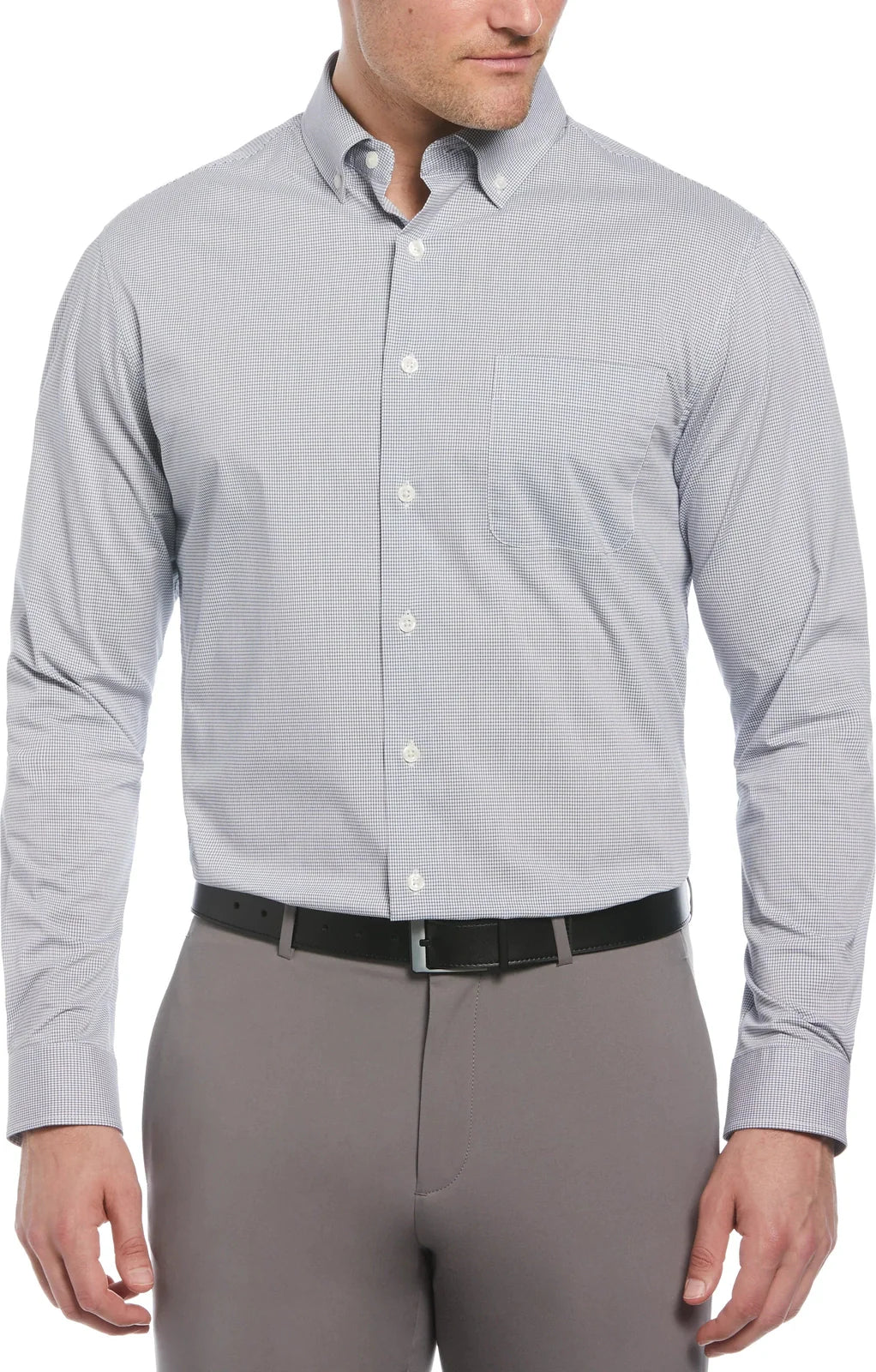 Perry Ellis Golf Pem102 Men’s Mini Grid Woven Shirt - Classic Navy - Adult s