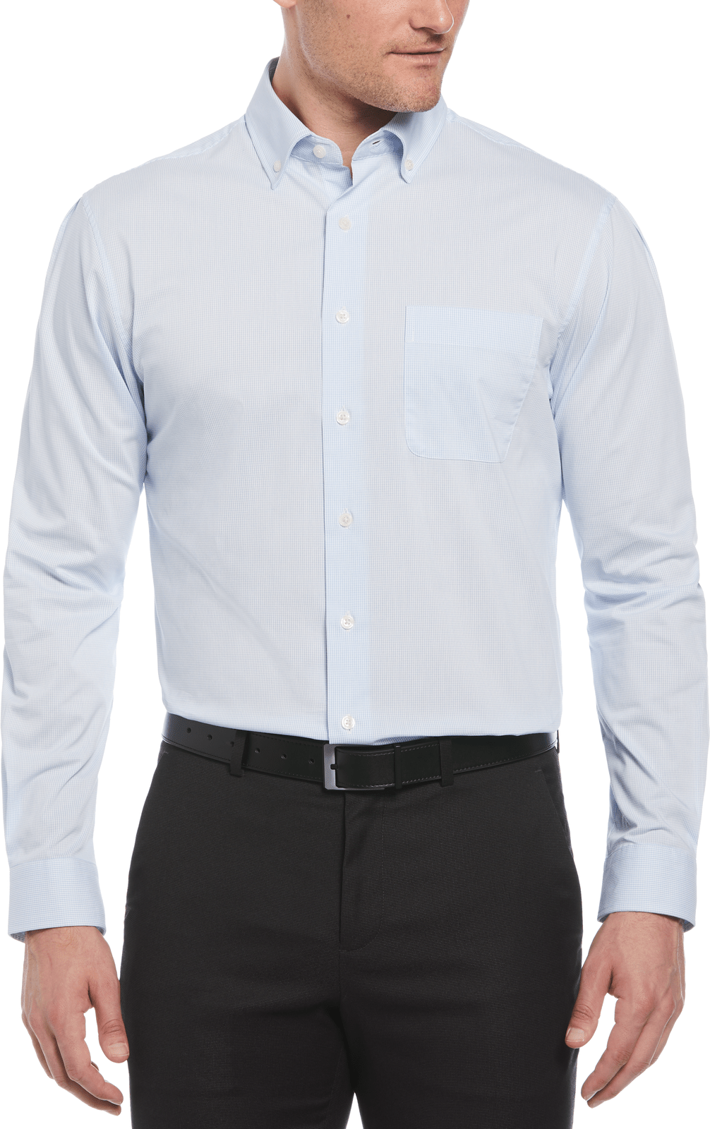 Perry Ellis Golf Pem102 Men’s Mini Grid Woven Shirt - Provence