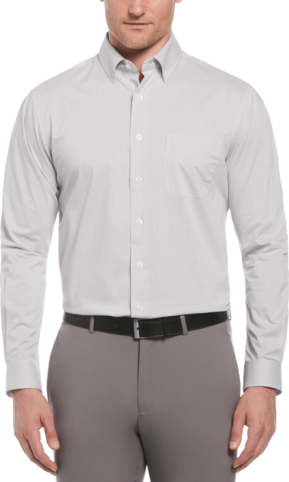 Perry Ellis Golf Pem102 Men’s Mini Grid Woven Shirt - Quiet Shade