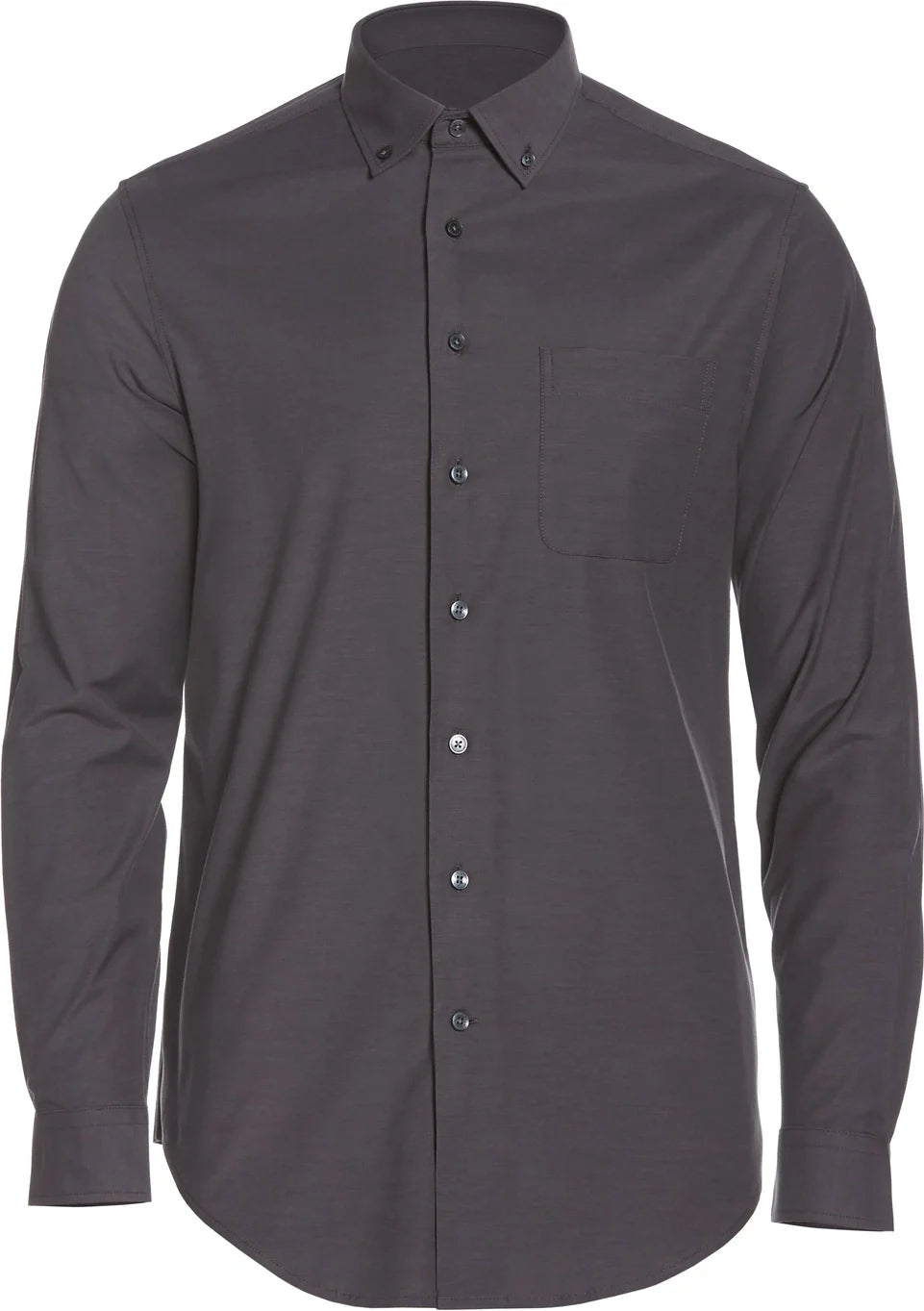 Perry Ellis Golf Pem103 Big and Tall Heathered Long Sleeve Polo Woven Shirt - Caviar