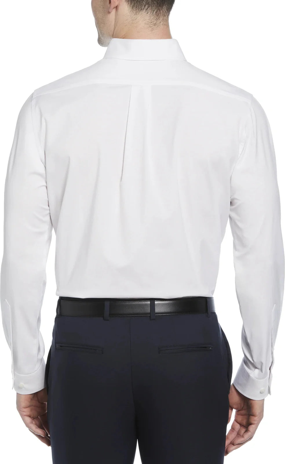 Perry Ellis Golf Pem103 Big and Tall Heathered Long Sleeve Polo Woven Shirt - Bright White - Adult s