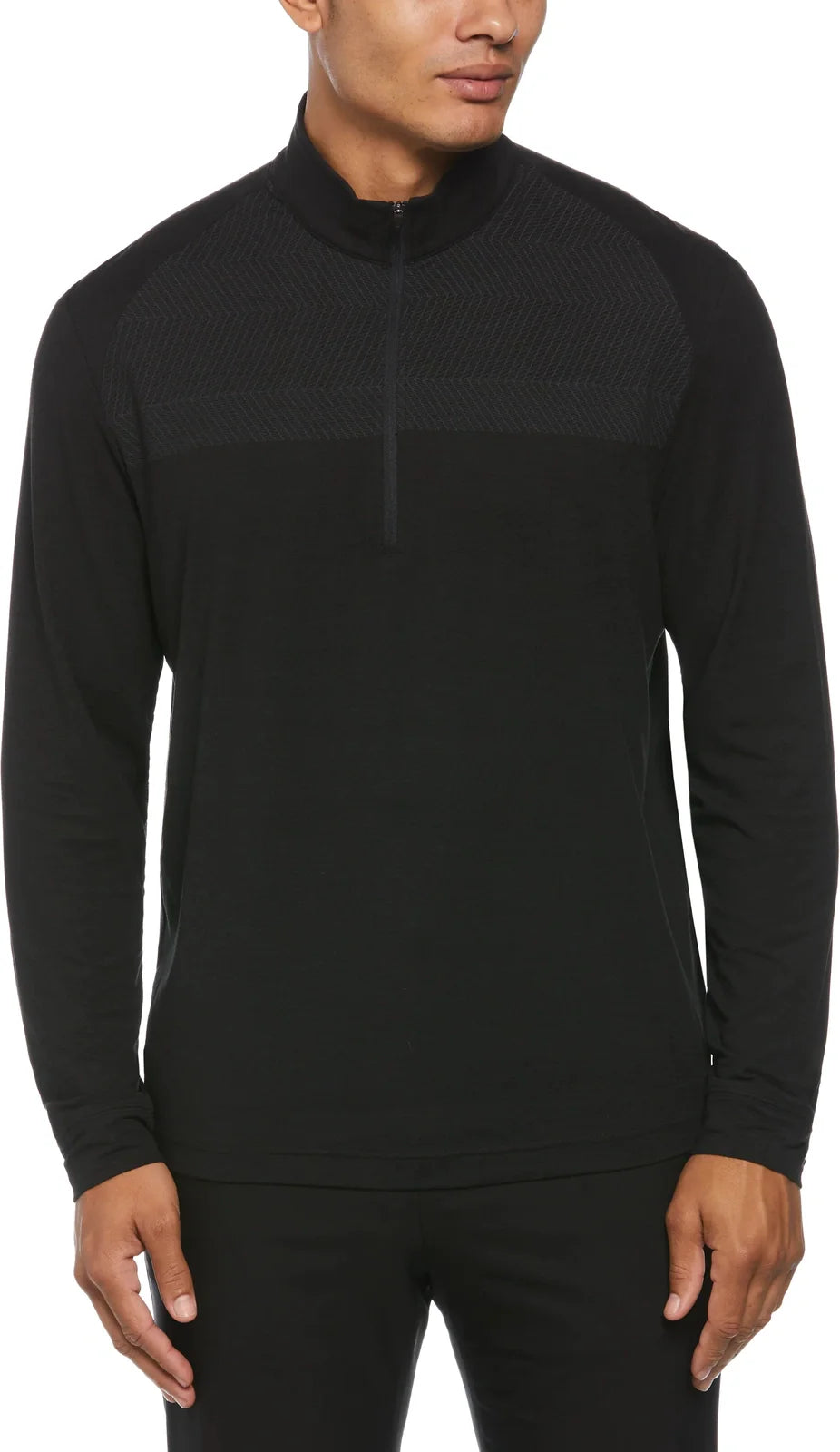 Perry Ellis Golf Pem104 Men’s 1/4 Zip Pullover - Black Heather - Adult s