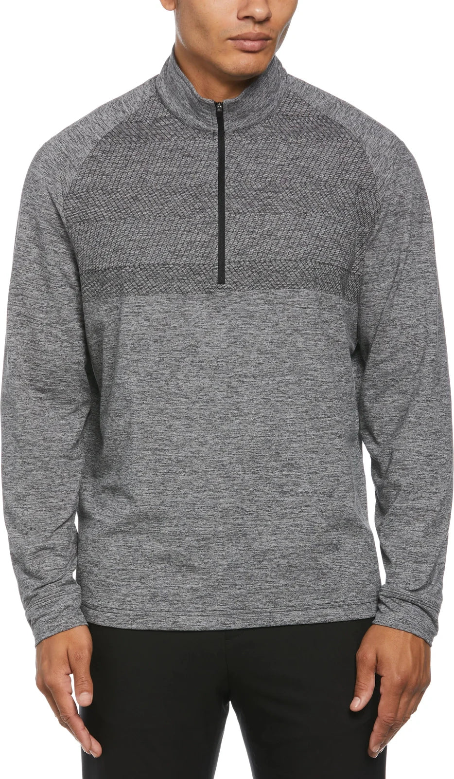 Perry Ellis Golf Pem104 Men’s 1/4 Zip Pullover - Grey Heather
