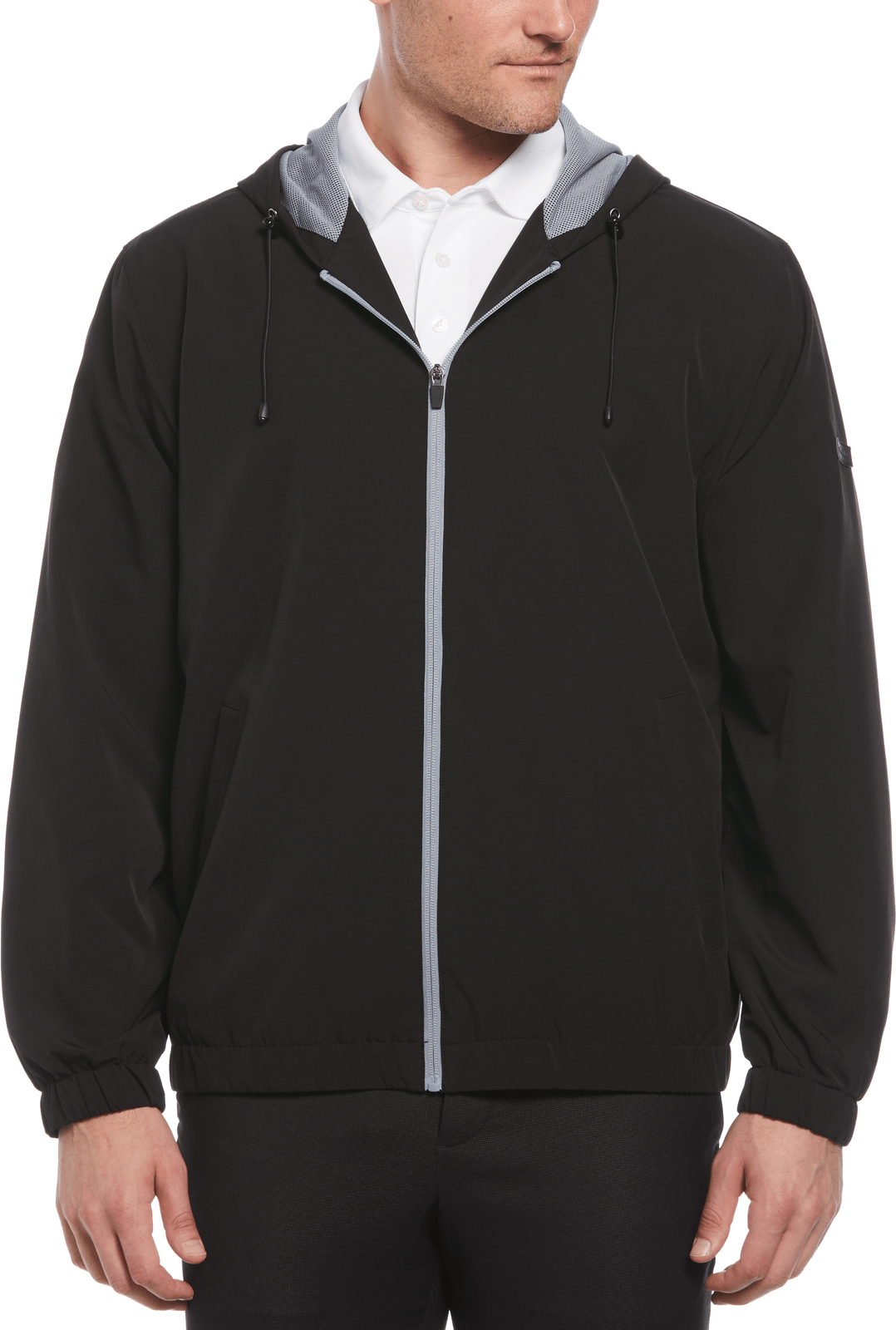 Perry Ellis Golf Pem111 Men’s Long Sleeve Full Zip Jacket - Caviar